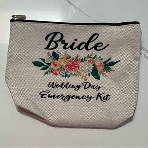 Bride wedding day emergency kit pouch with zipper. Wedding day emergency purse